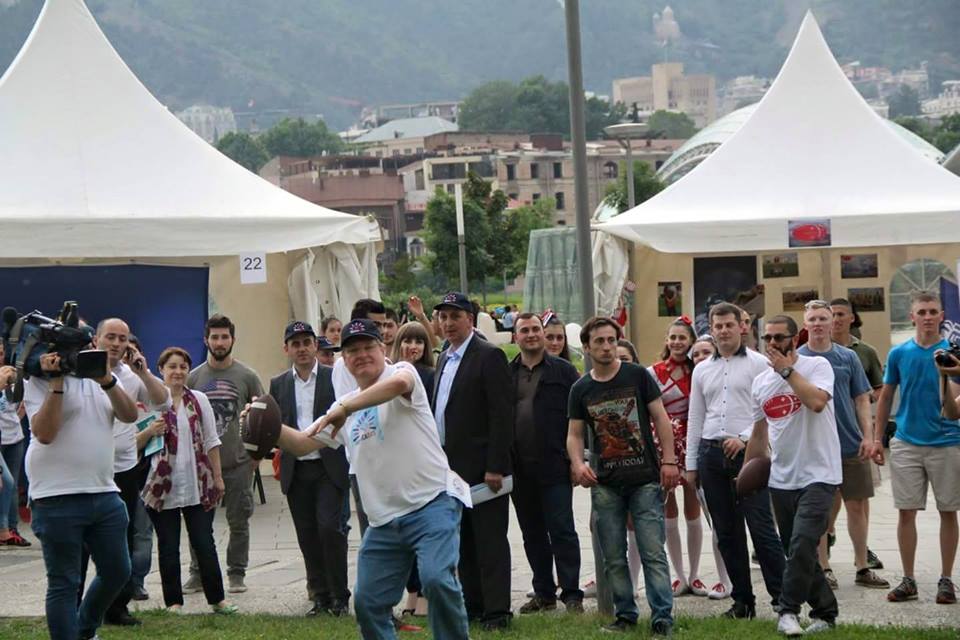 U.S. Ambassador Richard Norland plays American football in Tbilisi geotv.ge